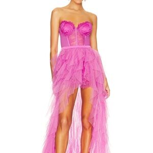 For Love And Lemons Vibrant Pink Strapless Dress
